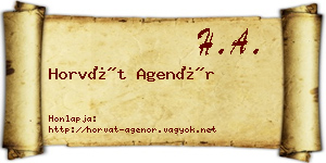 Horvát Agenór névjegykártya